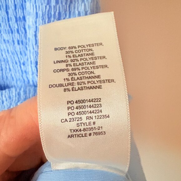 Aritzia Wilfred Jazz Mini Dress Smocked Blue Size Small - Picture 6 of 6